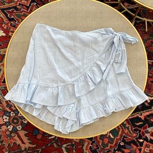 Princes Polly NWOT blue linen Skort with ruffle, size 6